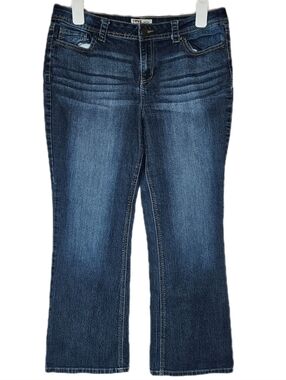 l.e.i. Sophia Hipster Flare Jeans Womens Juniors 17 Dark Wash Denim Y2K Mid Rise